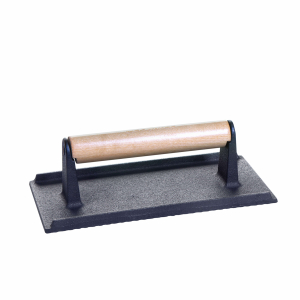 Fleisch- und Burgerpresse aus Gusseisen mit Holzgriff 21x11x7 cm