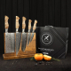 Damast Hackmesser 5er Set Bergahorn mit Messerbrett Damastshop.de - Damastshop