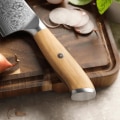 Damast Messer 5er Geschenkset Olive im Akazien Messerblock mit Schere Damastshop.de - Damastshop