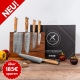 Damast Messer 5er Geschenkset Olive mit Messerbrett Damastshop.de - Damastshop