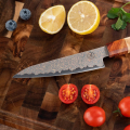 Dreifarbiges Kupfer-Damast Universalmesser  Bergahorn und Padauk Wurzelholz Damastshop.de - Damastshop