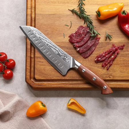 Premium Damast Santoku Red Wood Damastshop.de - Damastshop
