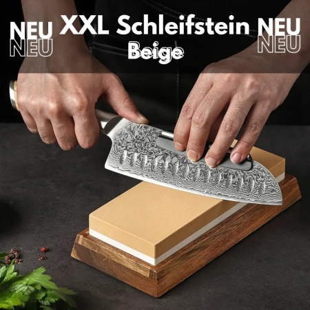 XXL Schleifstein 3000/8000 mit Bambushalter und Schleifhilfe 15° Farbauswahl Damastshop.de - Damastshop